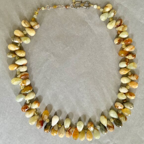 Natural Gemstone Beaded Necklace ~ Faceted Teardrop Agate Stones ~ Handmade - Picture 6 of 6